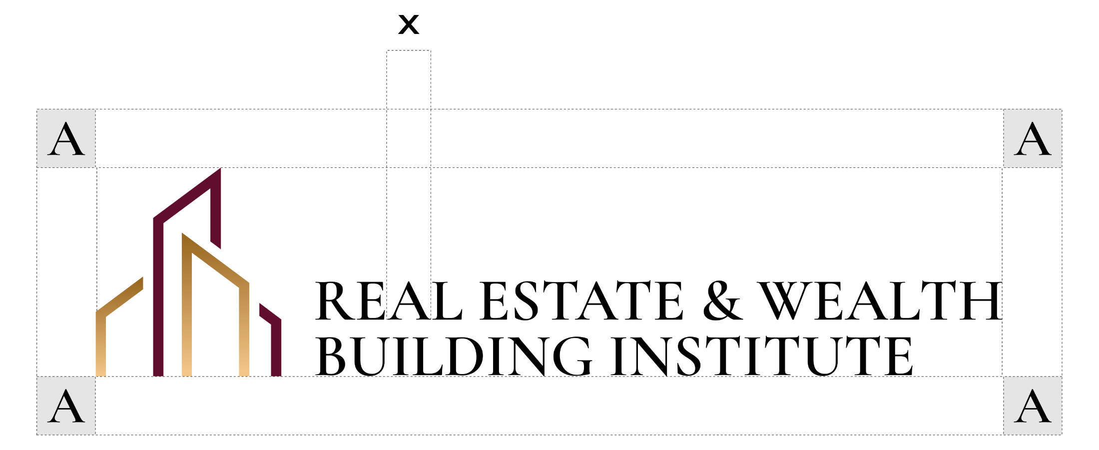 Clear space diagram for the horizontal lockup: one A square of empty space on every side