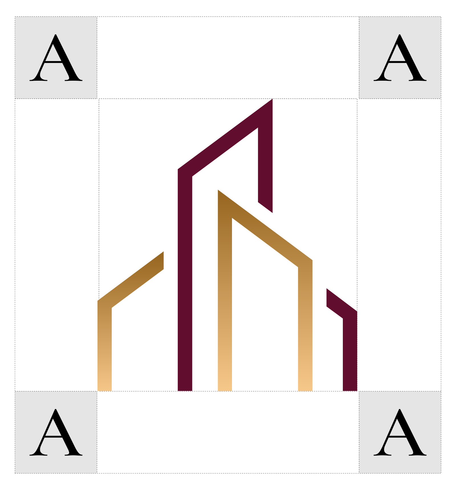 Clear space diagram for the mark alone: one A square of empty space on every side